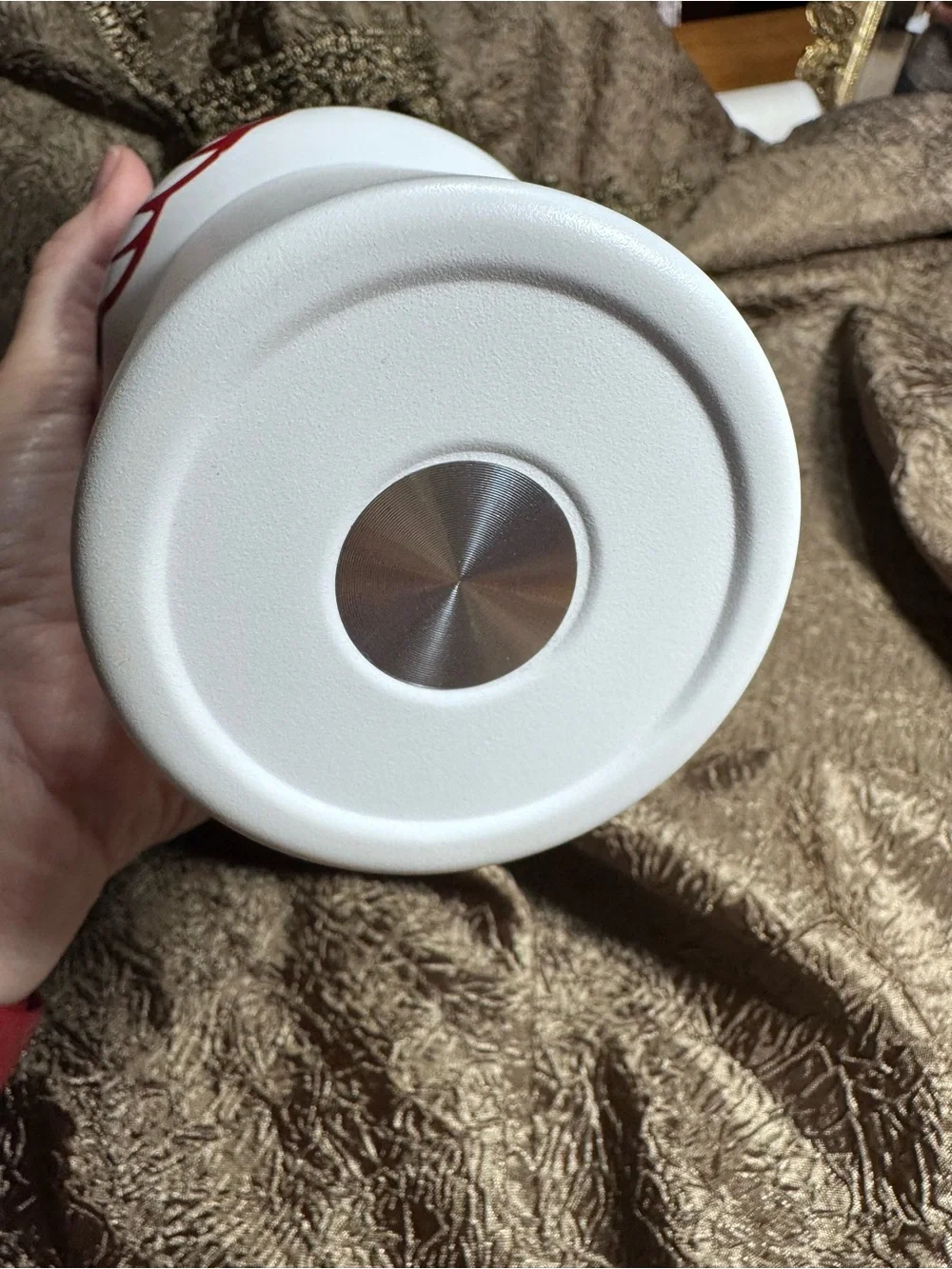 White Tumbler with Red Santa Graphic